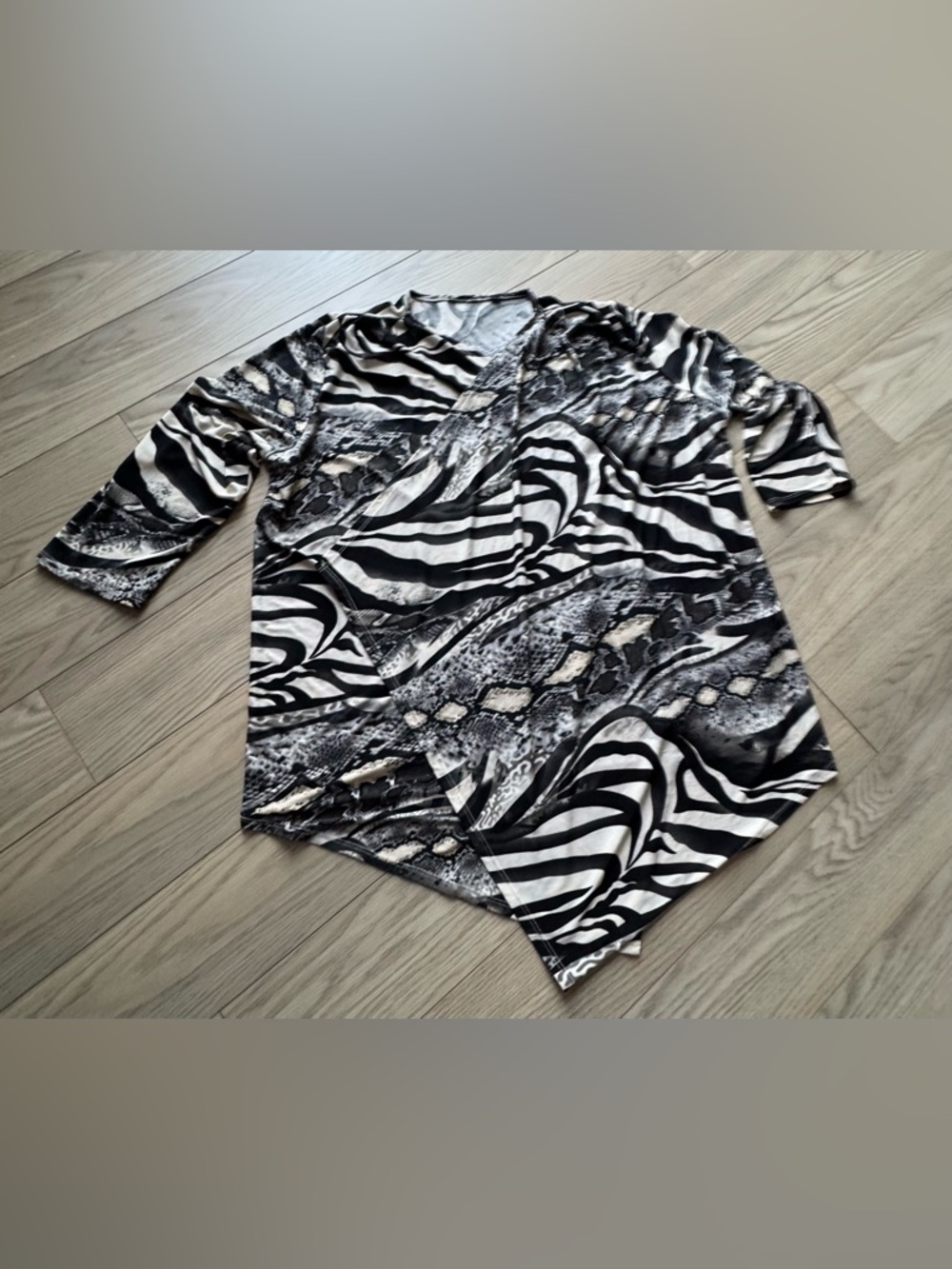 Black & White Animal Print Wrap Top